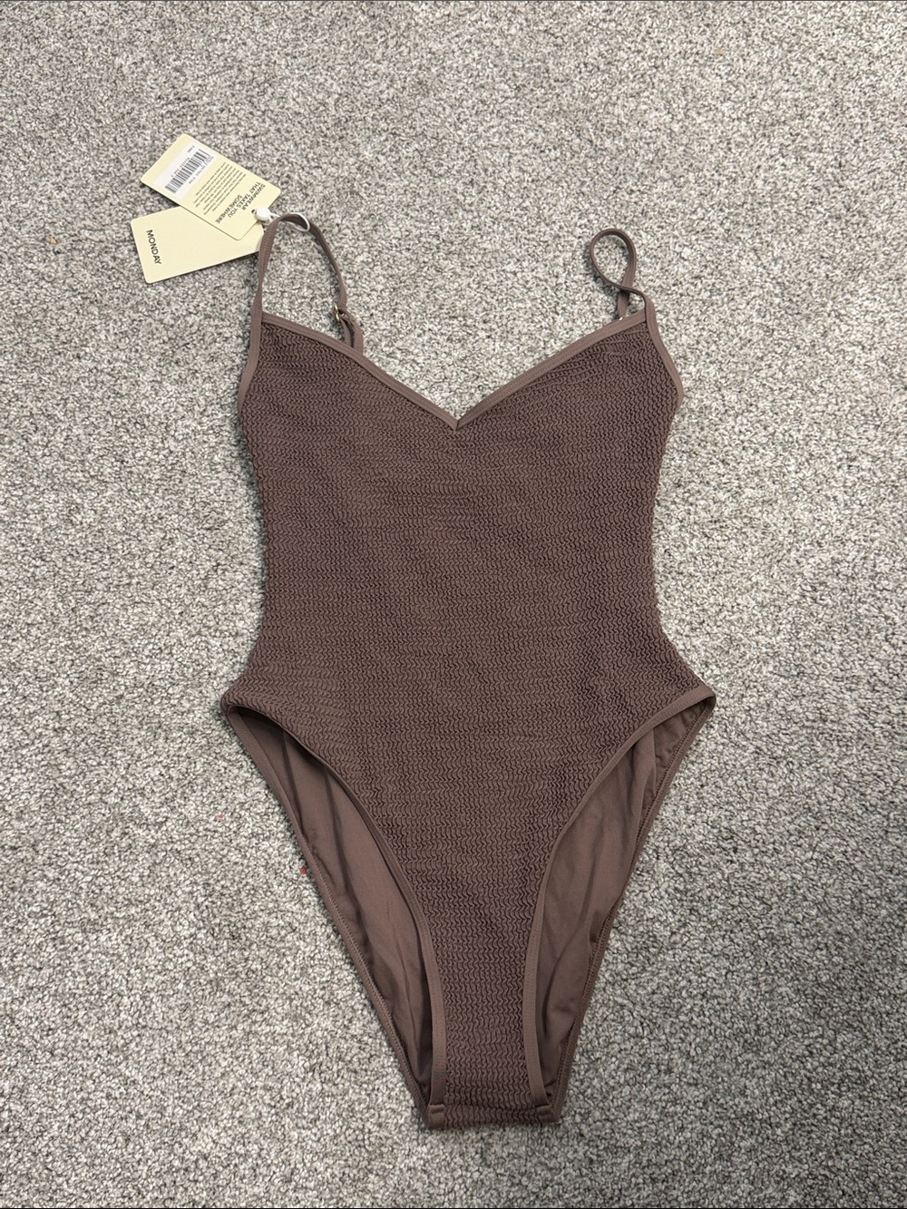 Brown Textured One-Piece Swimsuit - Monday Swimwear